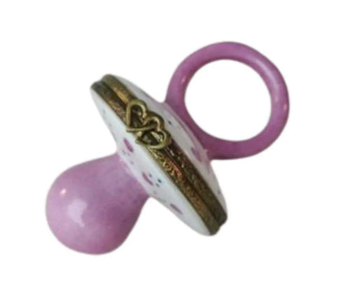 Pink Pacifier Baby Porcelain Limoges BABY maternity LIMOGES BOXES French Trinket Box