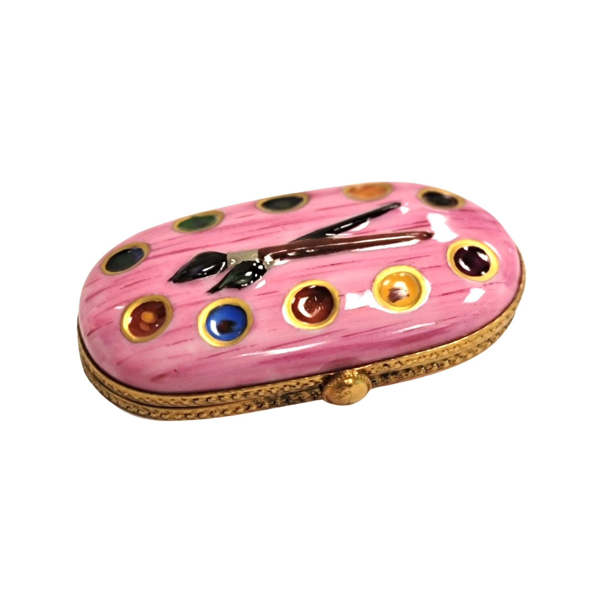 Pink Paint Palette Limoges Box Porcelain Limoges Fine Art LIMOGES BOXES travel French Trinket Box