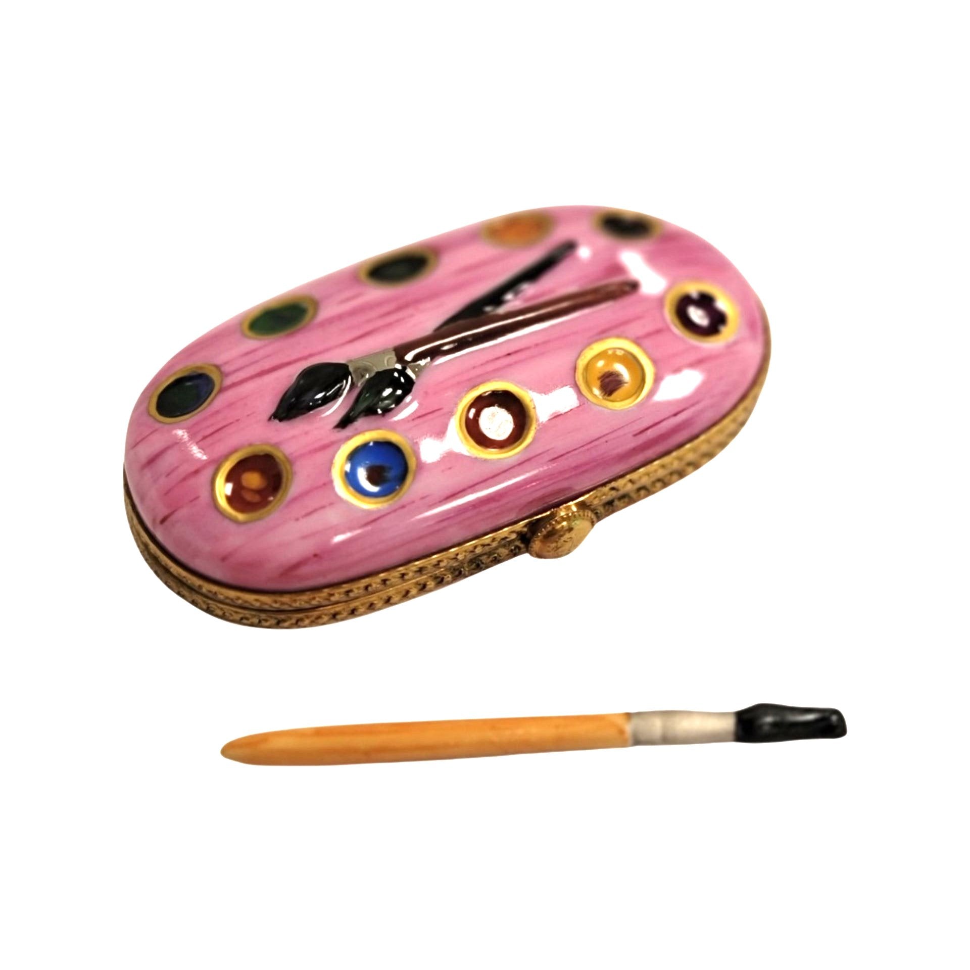 Pink Paint Palette Limoges Box Porcelain Limoges Fine Art LIMOGES BOXES travel French Trinket Box