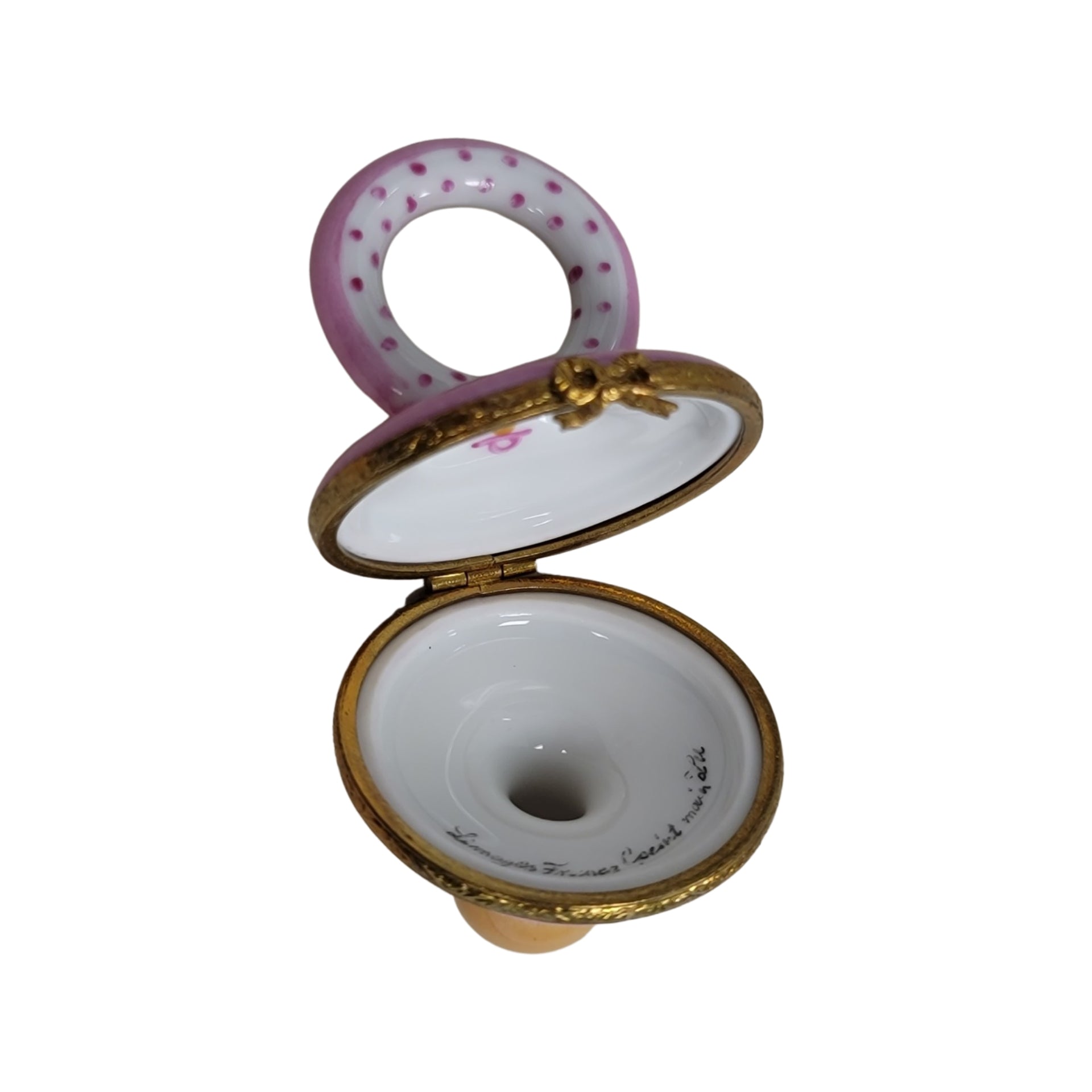 Pink Porcelain Baby Pacifier Porcelain Limoges baby limoges box babies maternity French Trinket Box