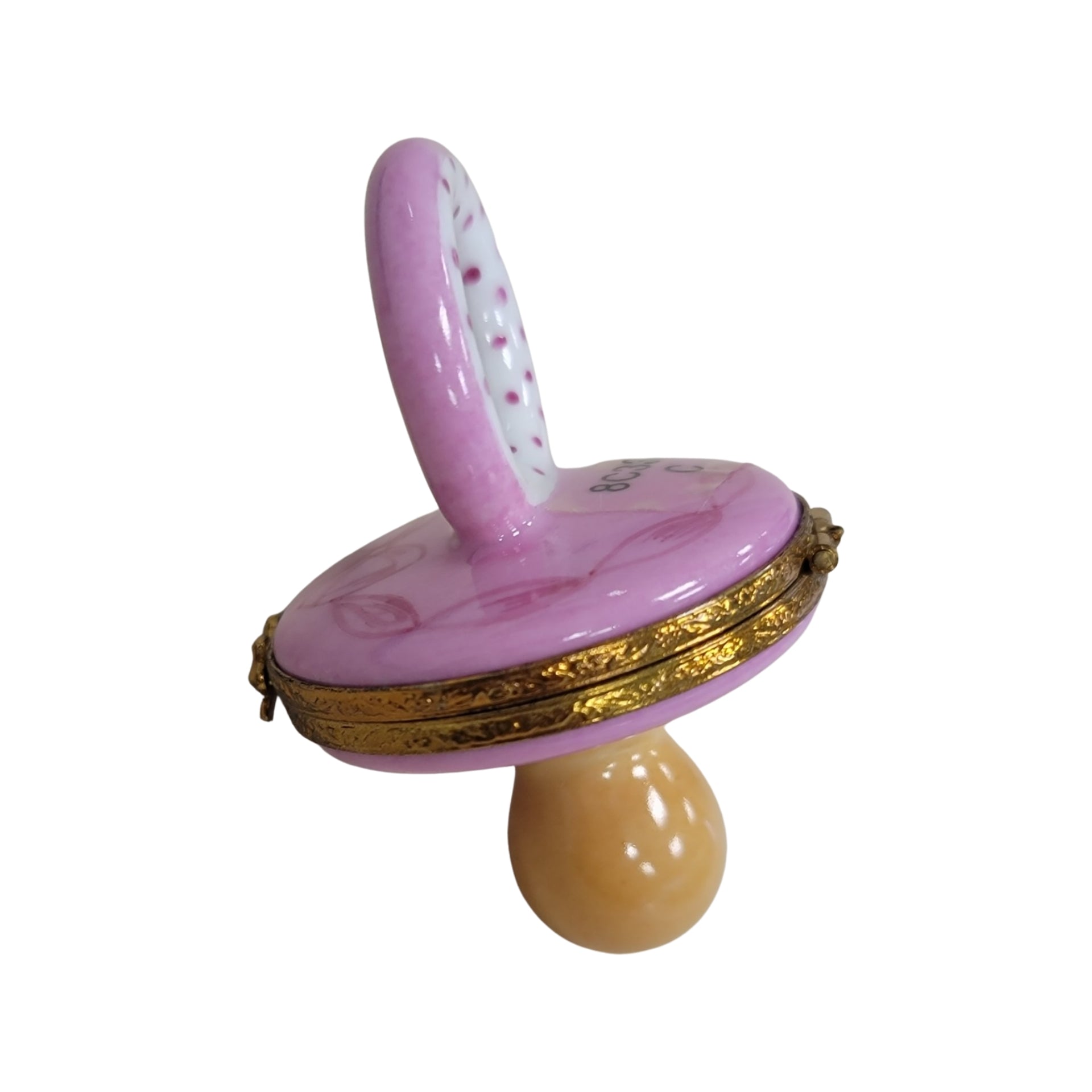 Pink Porcelain Baby Pacifier Porcelain Limoges baby limoges box babies maternity French Trinket Box