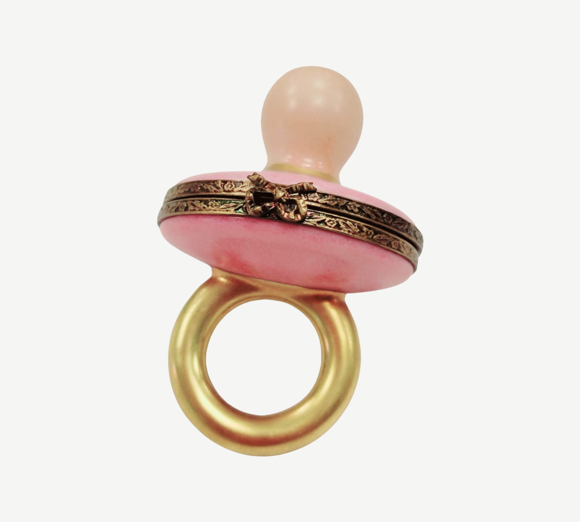 Pink Porcelain Baby Pacifier Porcelain Limoges baby limoges box babies maternity French Trinket Box