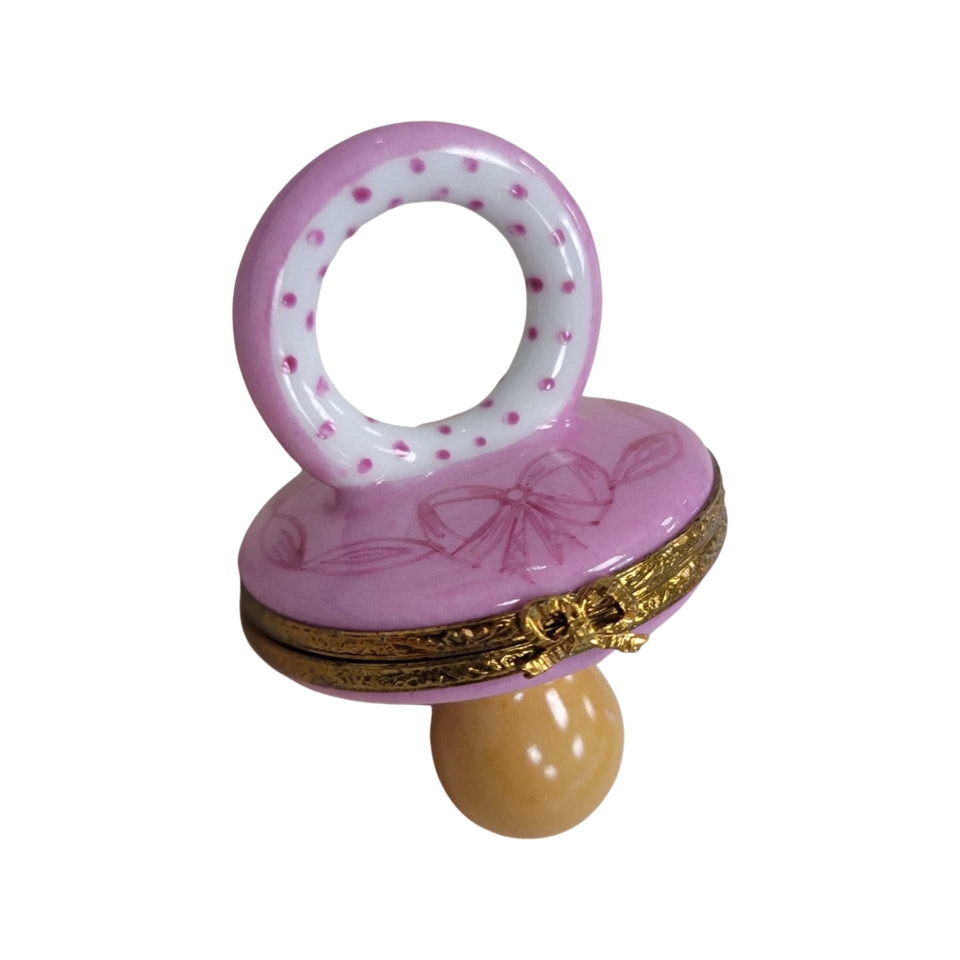 Pink Porcelain Baby Pacifier Porcelain Limoges baby limoges box babies maternity French Trinket Box