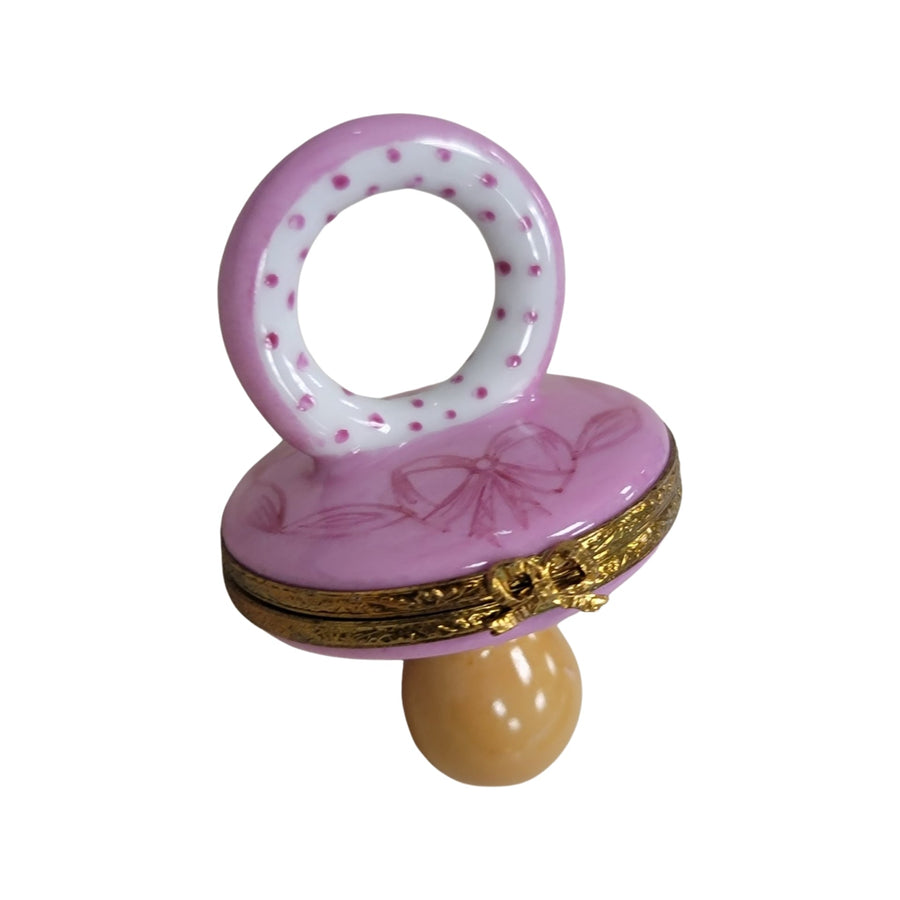 Pink Porcelain Baby Pacifier Porcelain Limoges baby limoges box babies maternity French Trinket Box