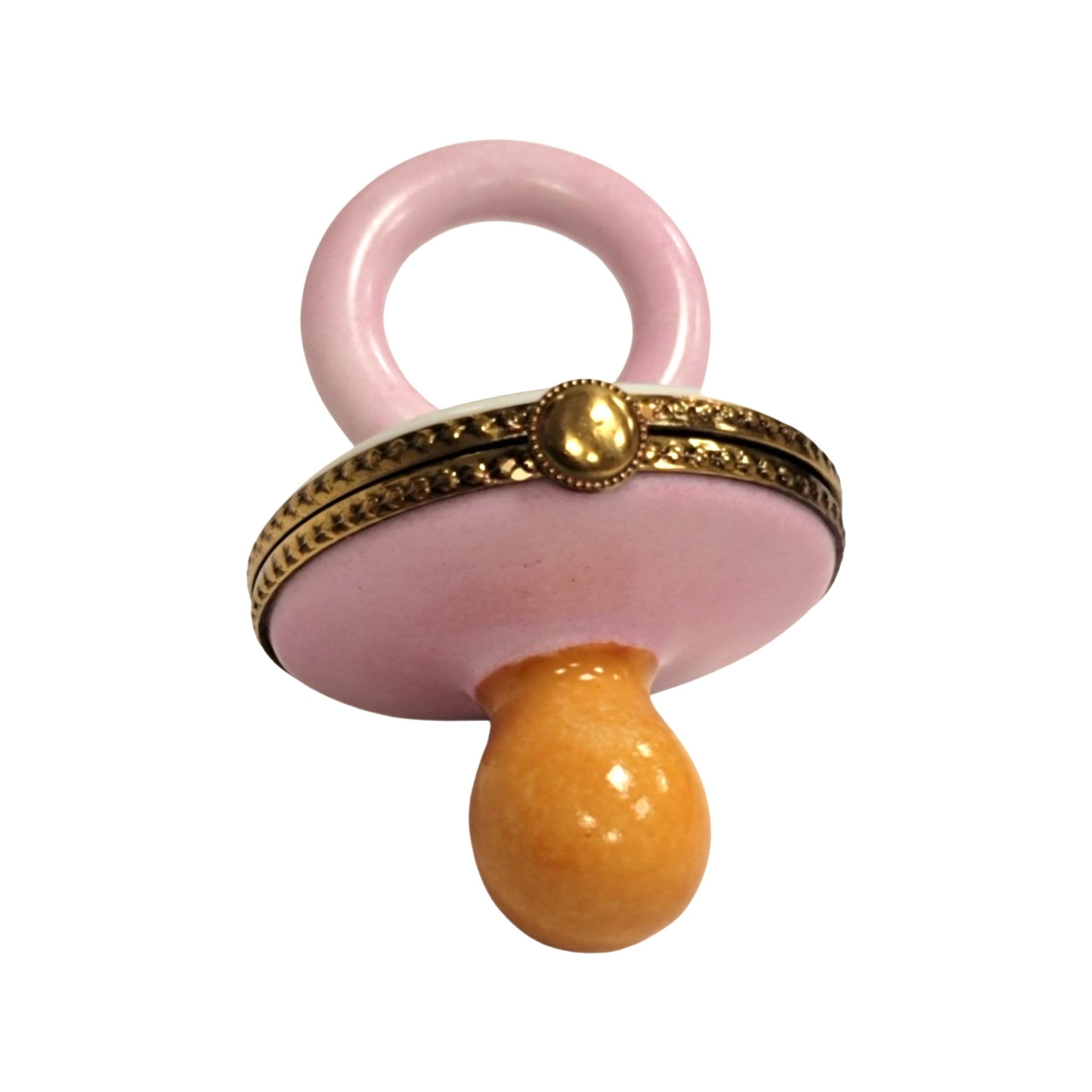 Pink Rabbit Pacifier Limoges Box Porcelain Limoges baby limoges box babies maternity French Trinket Box