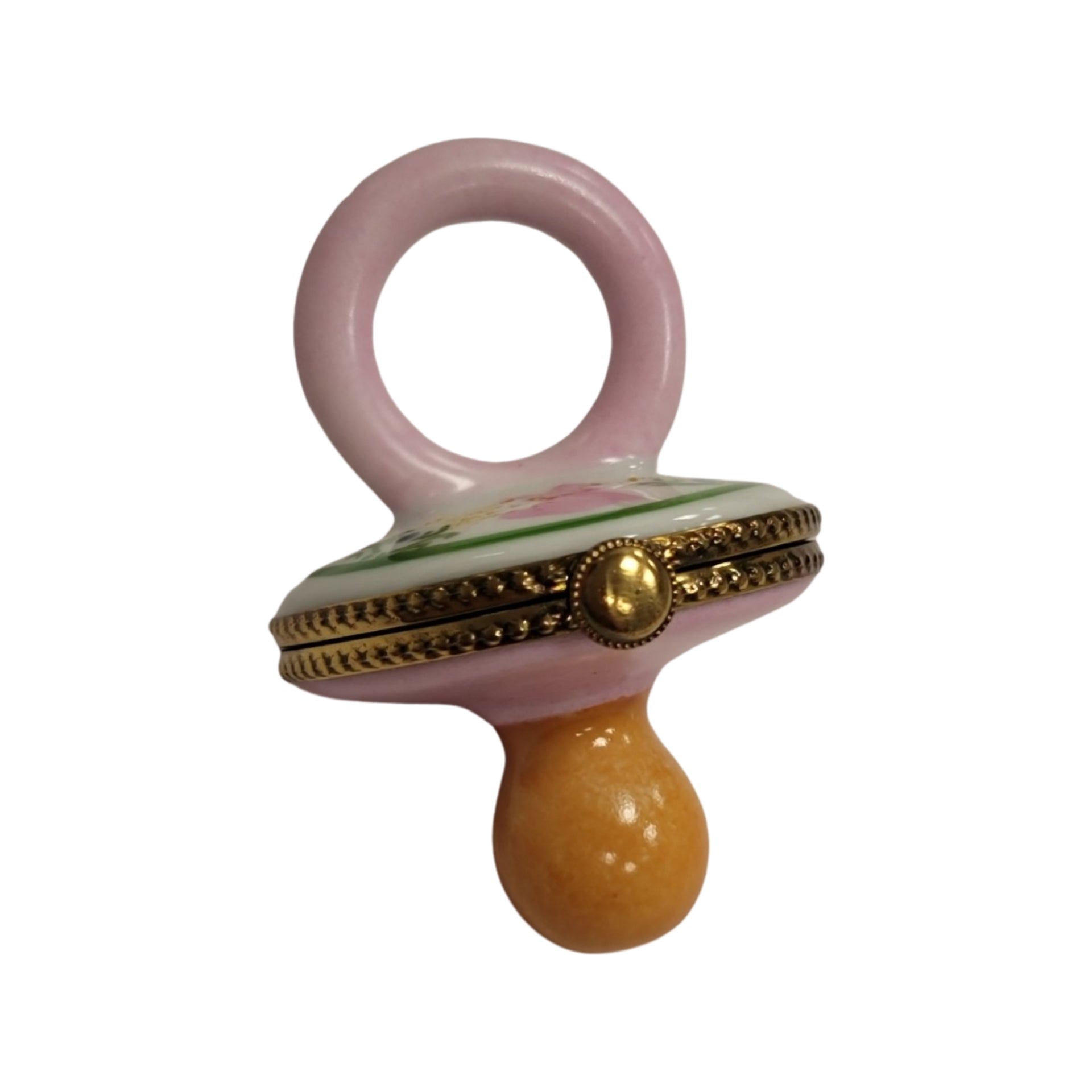 Pink Rabbit Pacifier Limoges Box Porcelain Limoges baby limoges box babies maternity French Trinket Box