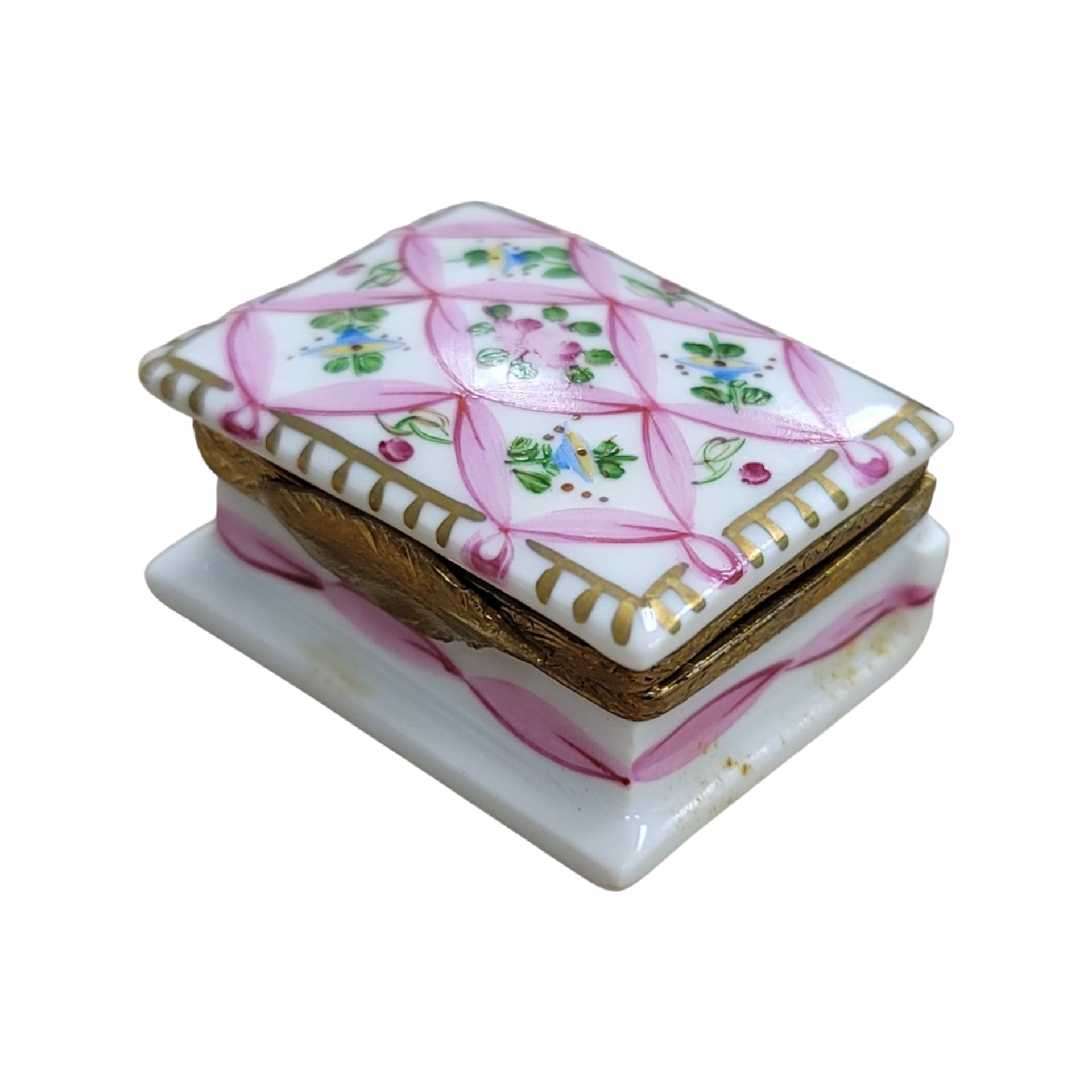Pink Ribbon Porcelain Keepsake Box Porcelain Limoges home book French Trinket Box