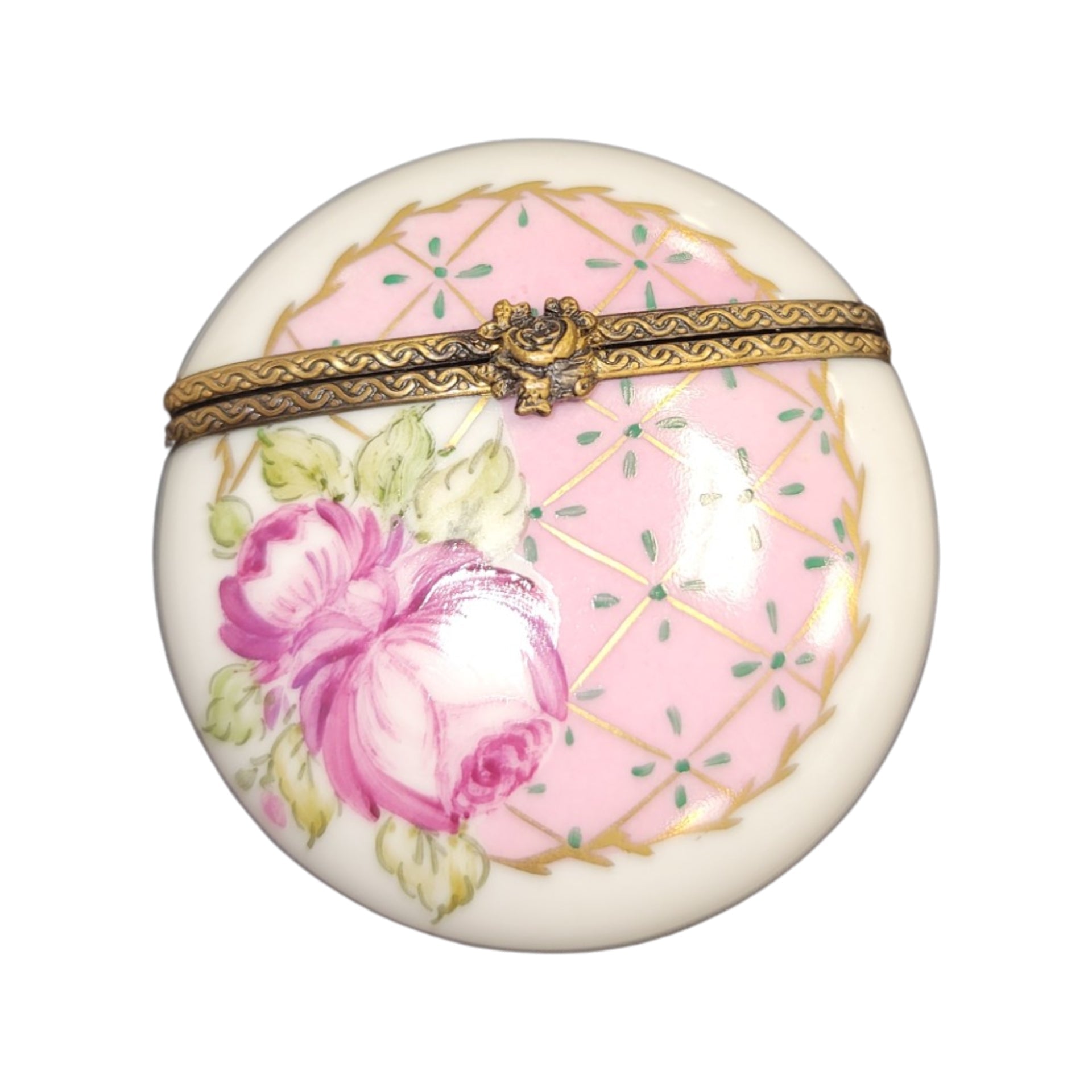 Pink Rose Elegance Box Porcelain Limoges LIMOGES BOXES traditional French Trinket Box