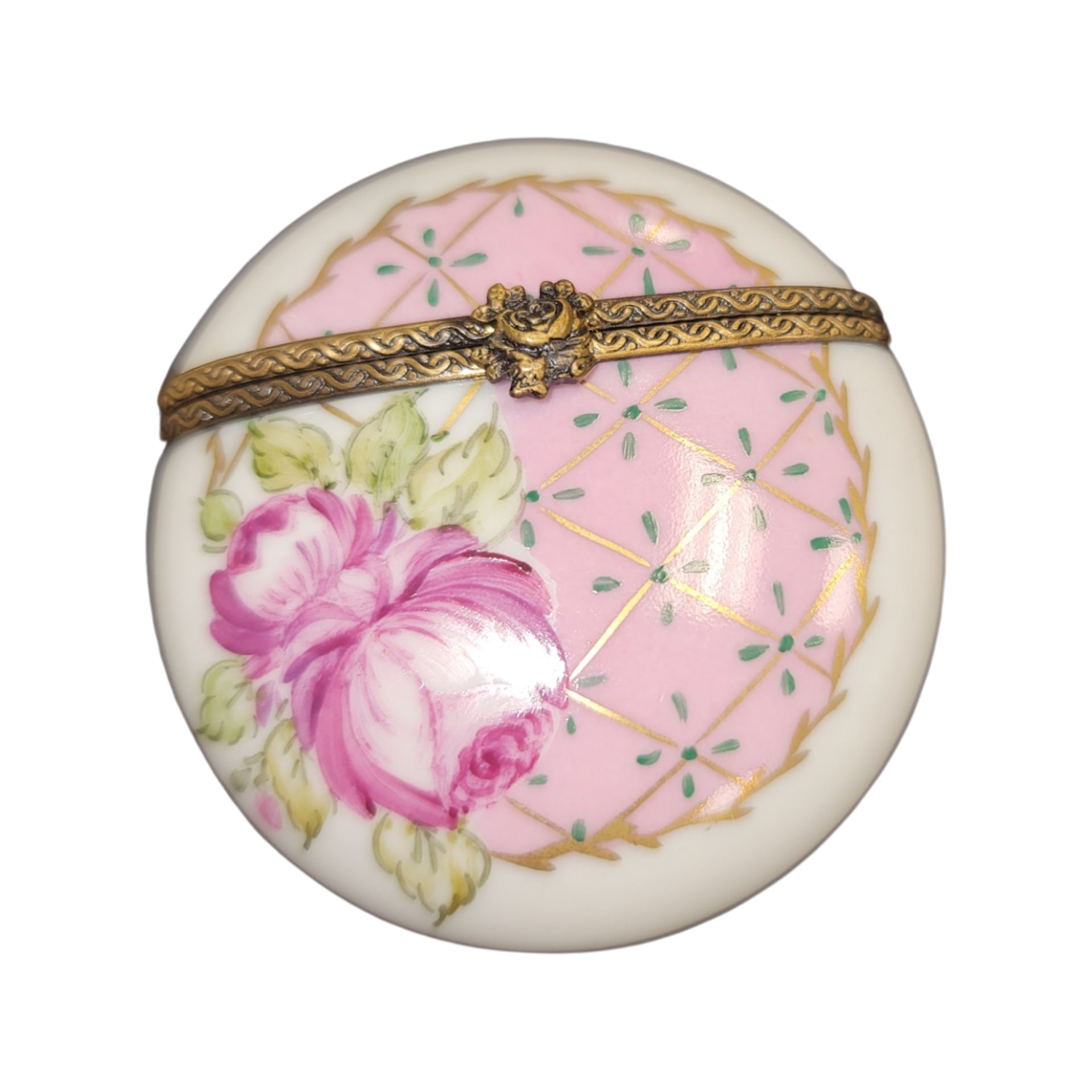 Pink Rose Elegance Box Porcelain Limoges LIMOGES BOXES traditional French Trinket Box