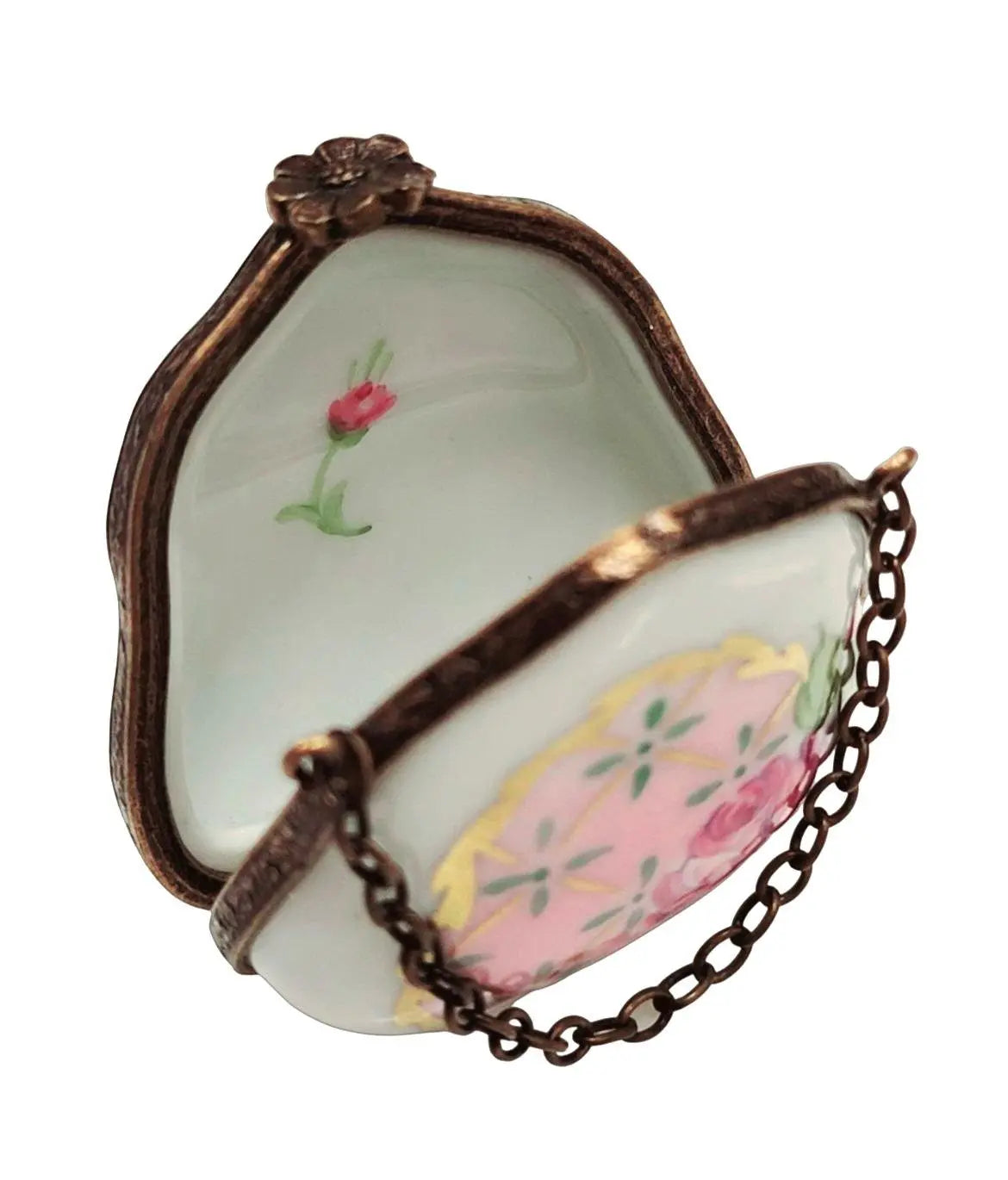 Pink Rose Limoges Box Purse Porcelain Limoges purse trinket box limoges French Trinket Box