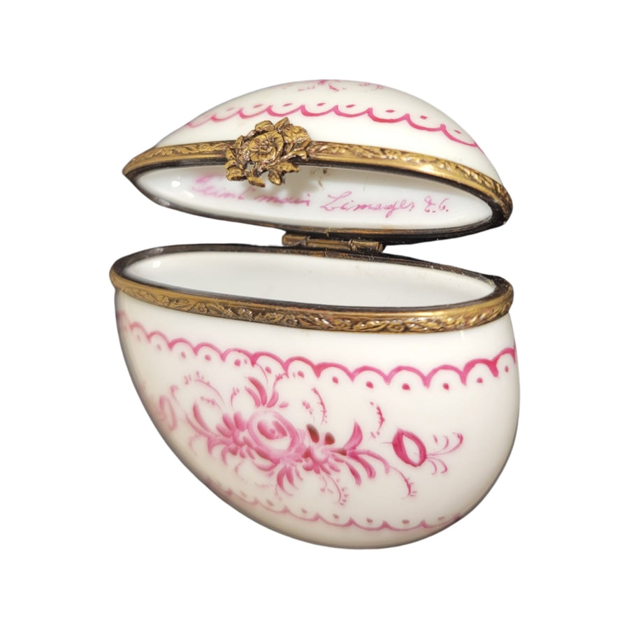 Pink Round Porcelain Treasure Porcelain Limoges LIMOGES BOXES traditional French Trinket Box