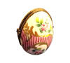Pink Stripes Oval Picture Frame Porcelain Limoges egg French Trinket Box