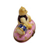 Pink Teddy Bear with Drum Porcelain Limoges Teddy xmas French Trinket Box