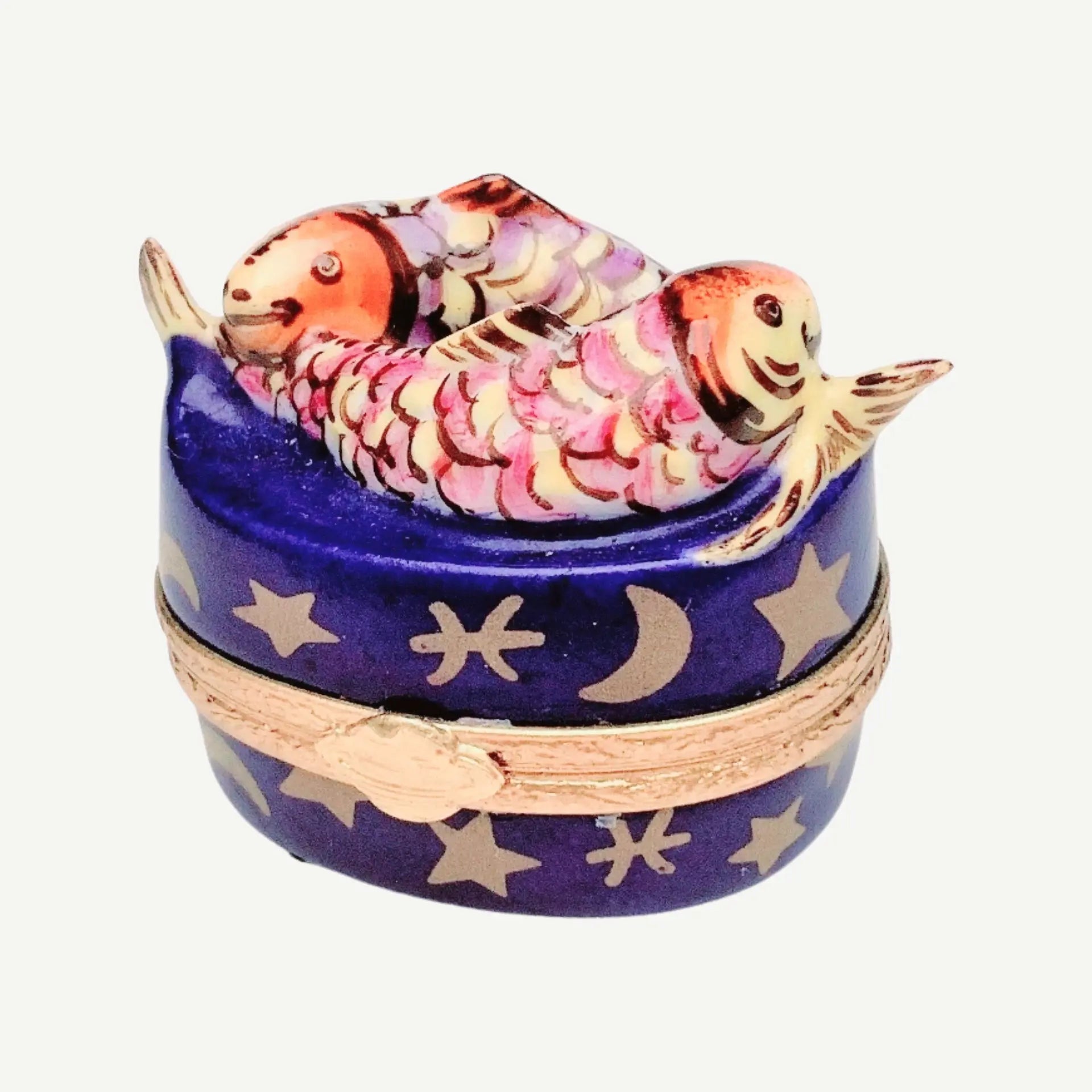 Pisces Zodiac Porcelain Limoges birthday myth French Trinket Box