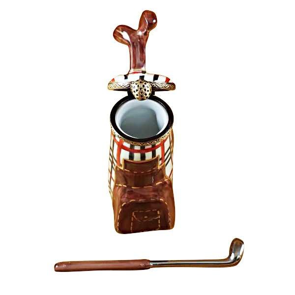 Plaid Golf Bag w Removable Club Porcelain Limoges sports bag Rochard Limoges Box French Trinket Box
