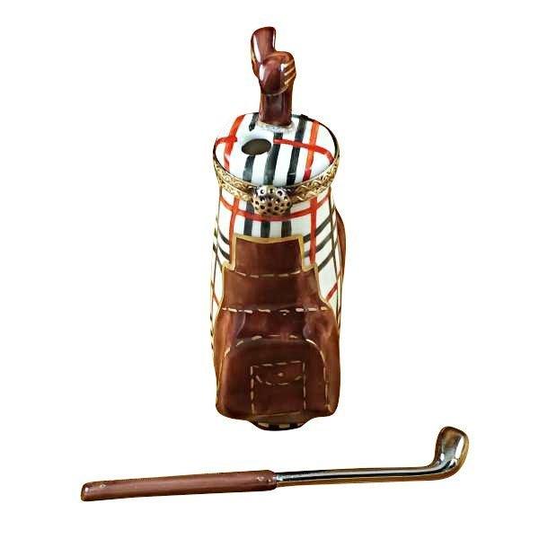 Plaid Golf Bag w Removable Club Porcelain Limoges sports bag Rochard Limoges Box French Trinket Box