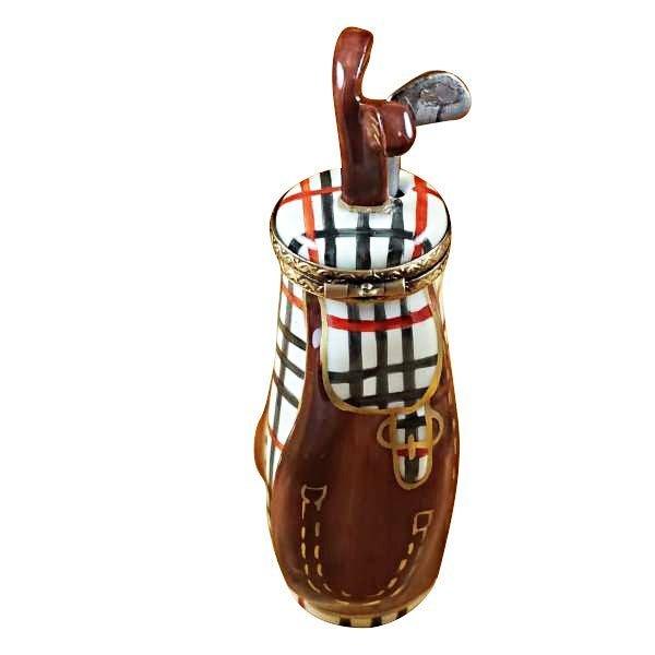 Plaid Golf Bag w Removable Club Porcelain Limoges sports bag Rochard Limoges Box French Trinket Box