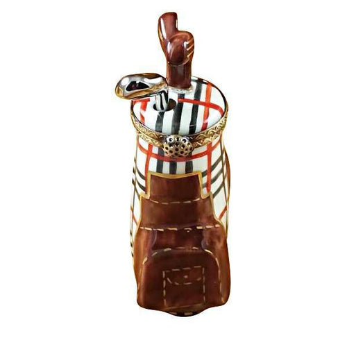 Plaid Golf Bag w Removable Club Porcelain Limoges sports bag Rochard Limoges Box French Trinket Box