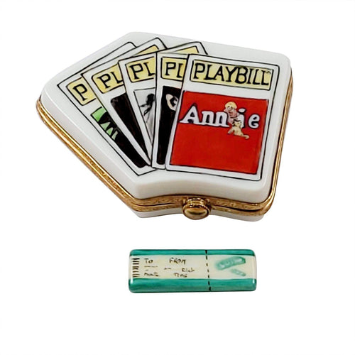 PlayBill Removeable Tickets Theater Musical Porcelain Limoges music art travel Rochard Limoges Box French Trinket Box