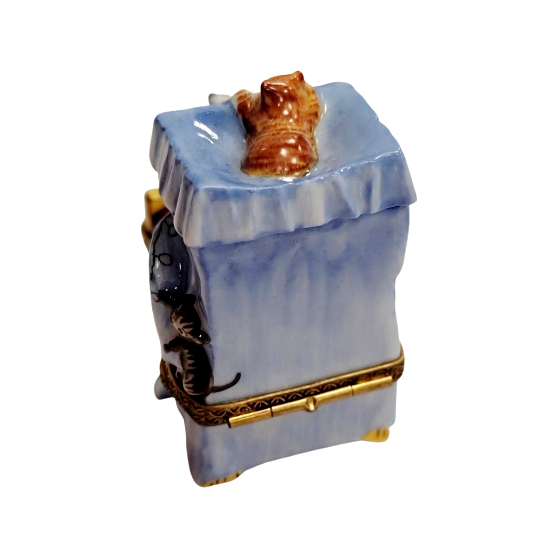 Playful Cats on Elegant Bed Porcelain Limoges cat cats limoge box home furniture French Trinket Box
