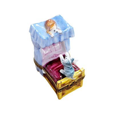 Playful Cats on Elegant Bed Porcelain Limoges cat cats limoge box home furniture French Trinket Box