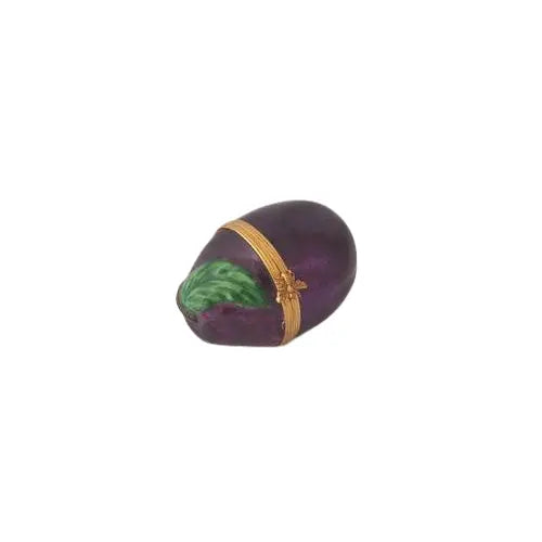 Plum Porcelain Limoges fruits vegetables French Trinket Box