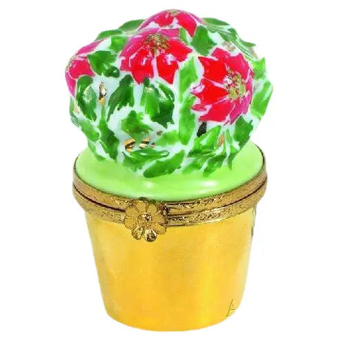 Poinsettia Garden Porcelain Limoges xmas theme French Trinket Box