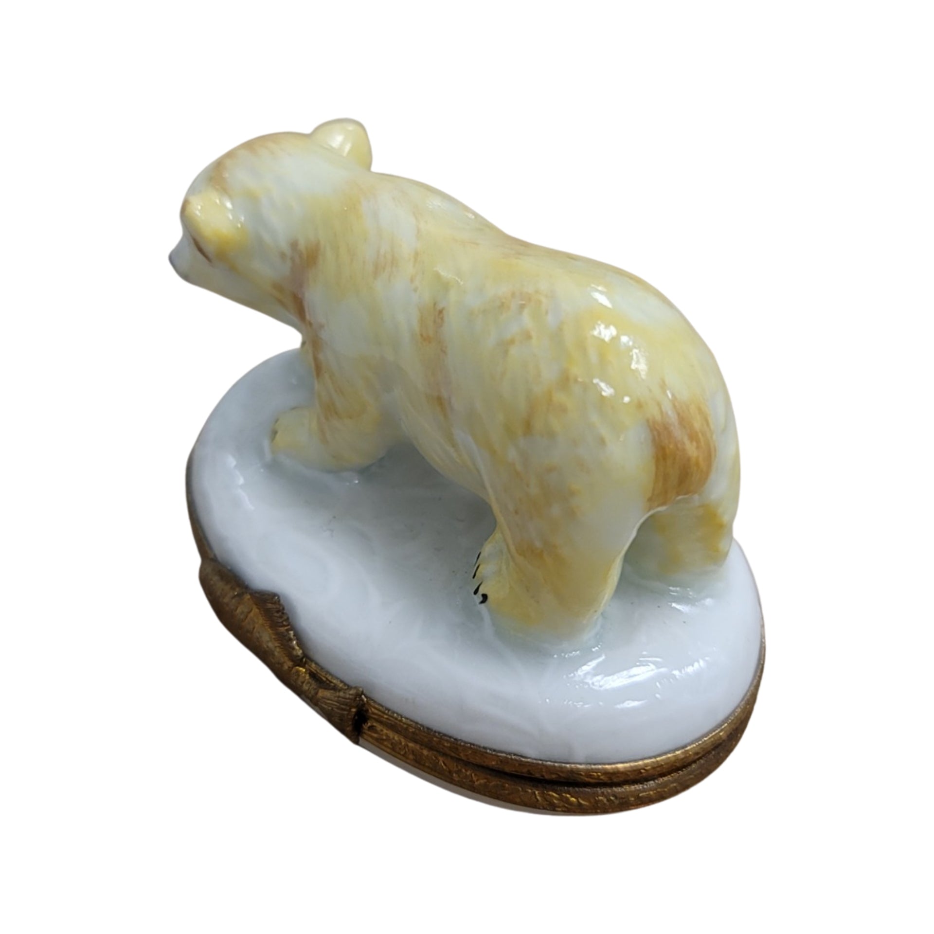 Polar Bear Cub Figurine Box Porcelain Limoges bear winter French Trinket Box