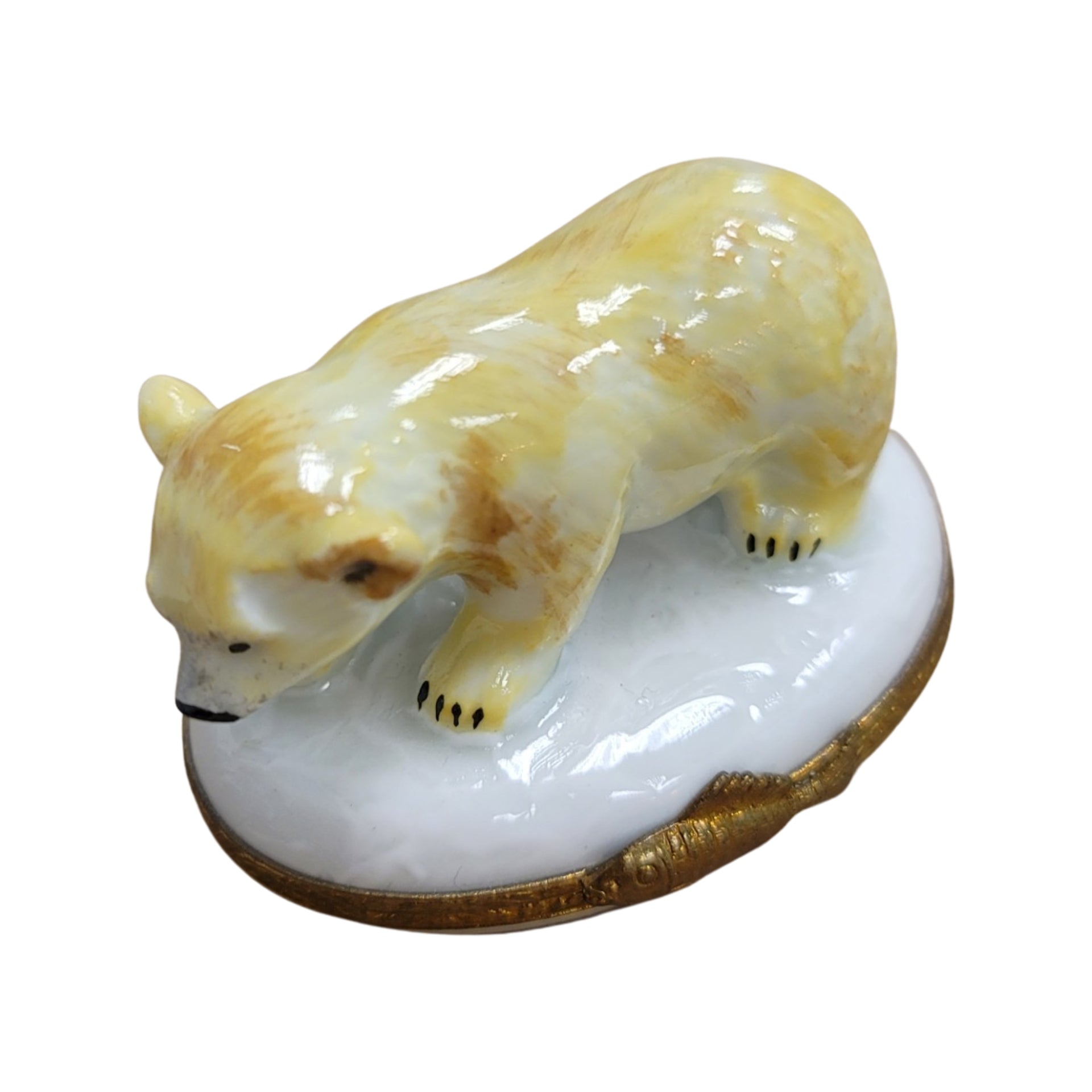 Polar Bear Cub Figurine Box Porcelain Limoges bear winter French Trinket Box