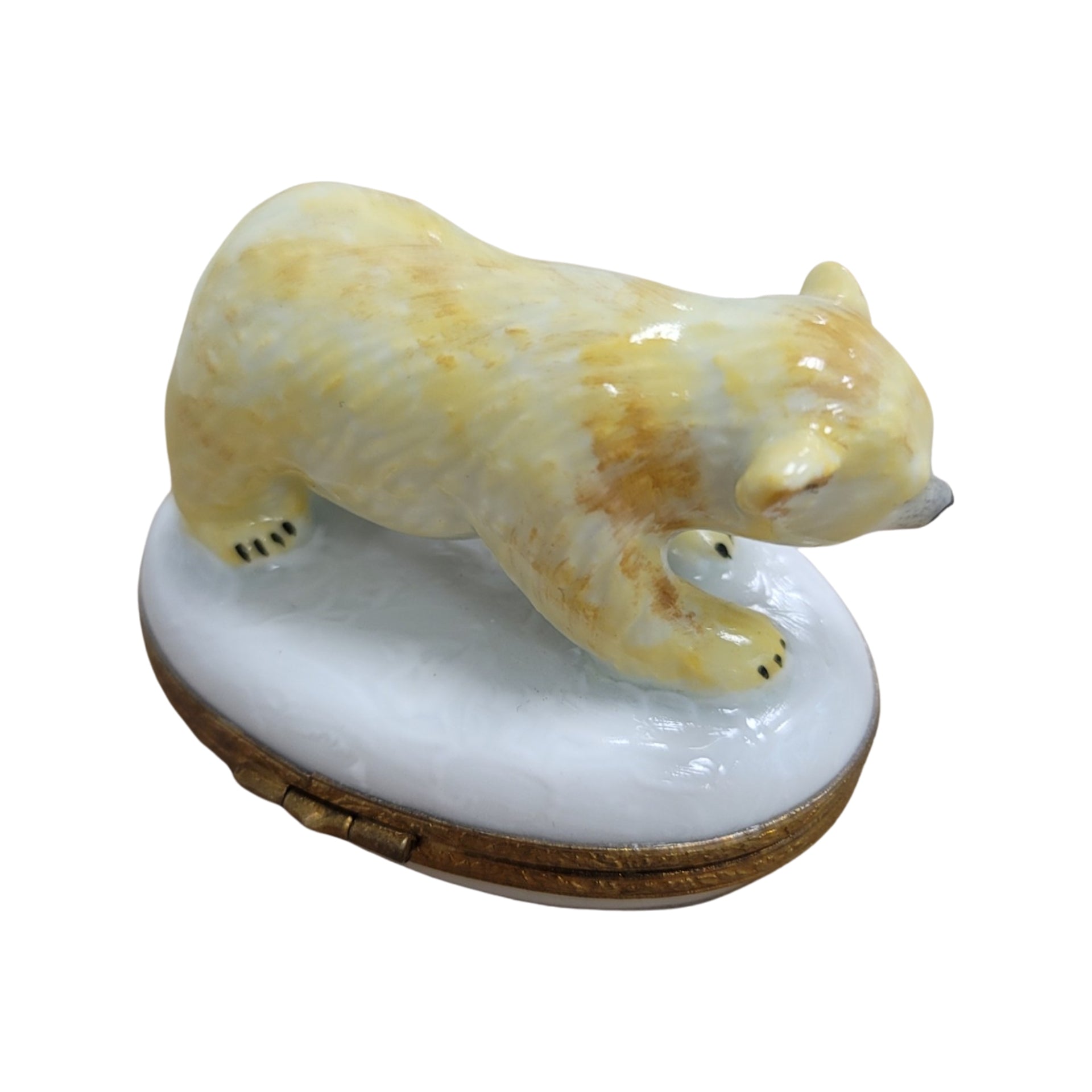 Polar Bear Cub Figurine Box Porcelain Limoges bear winter French Trinket Box
