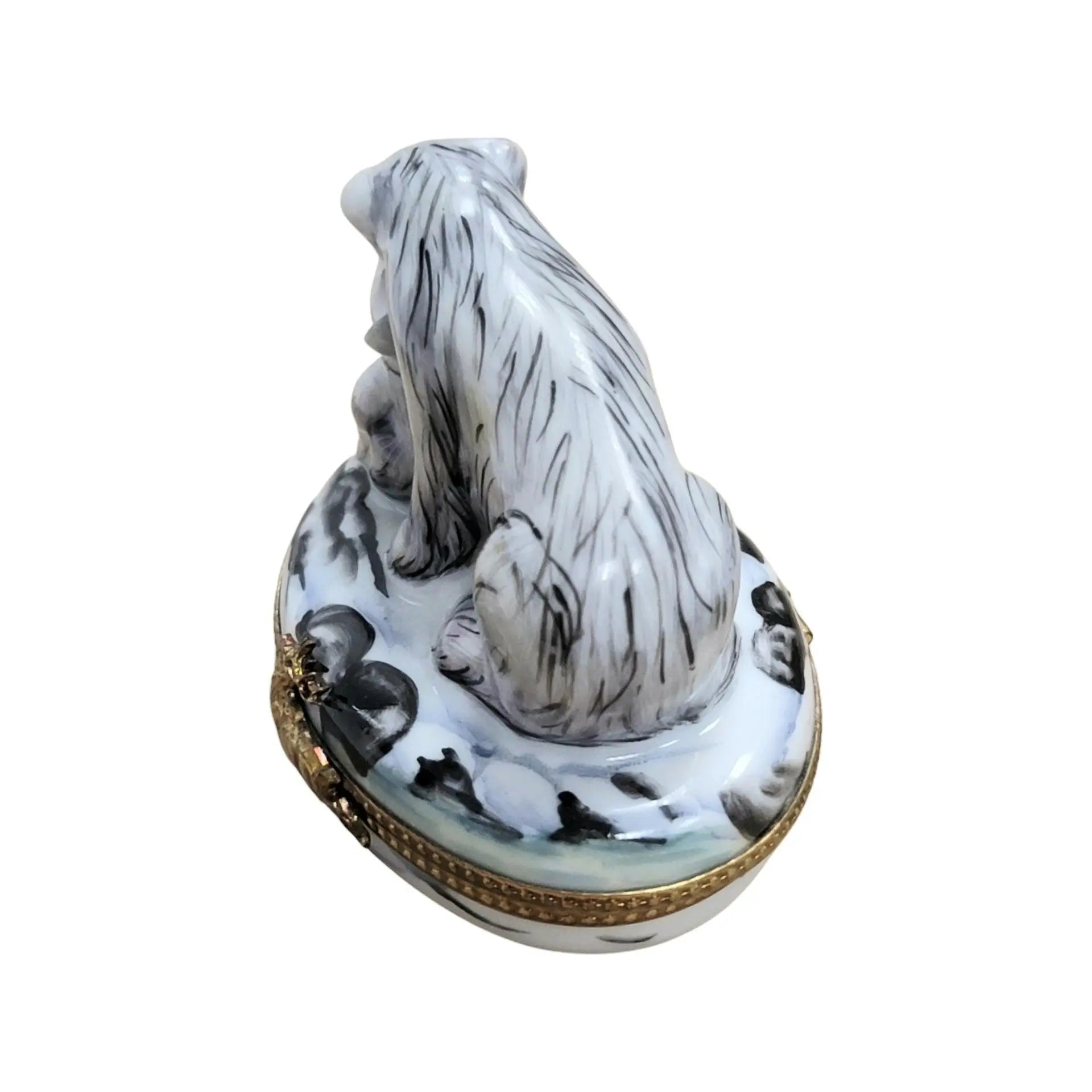Polar Bear and Cub Figurine Porcelain Limoges bear wild animal French Trinket Box