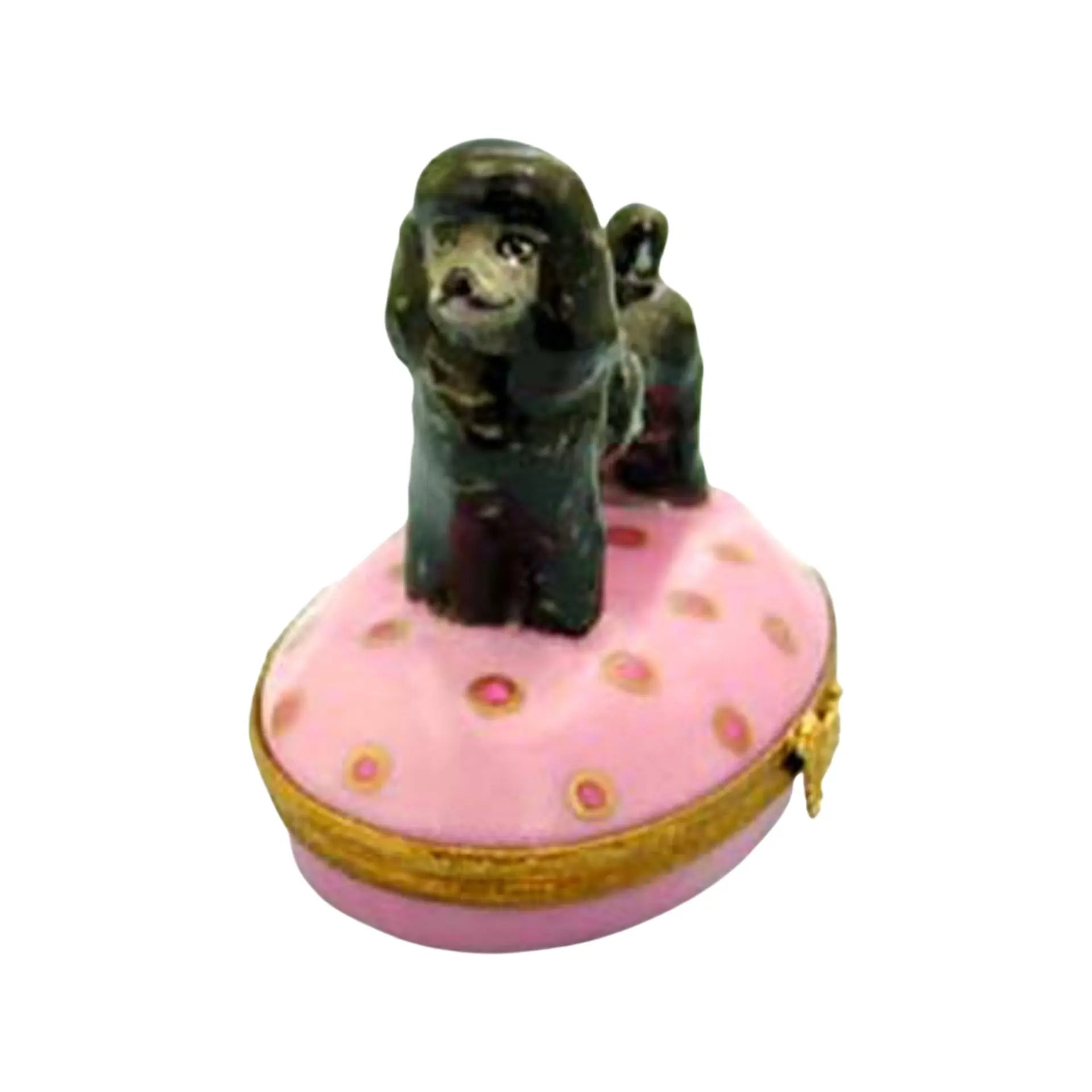 Poodle: Black Porcelain Limoges dog dogs French Trinket Box