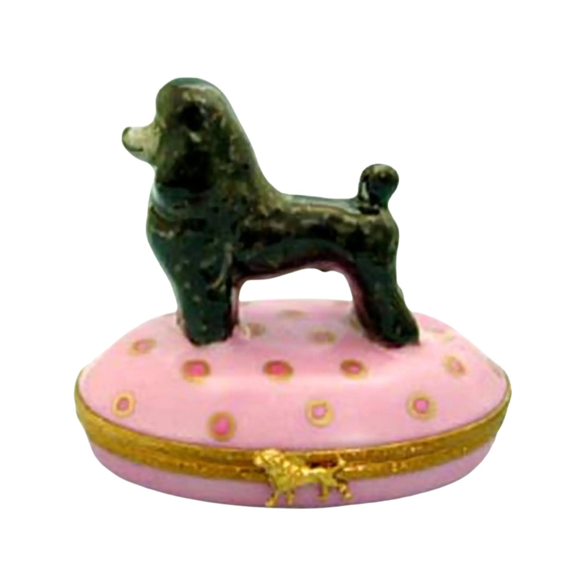 Poodle: Black Porcelain Limoges dog dogs French Trinket Box