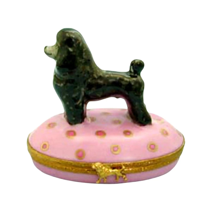 Poodle: Black Porcelain Limoges dog dogs French Trinket Box