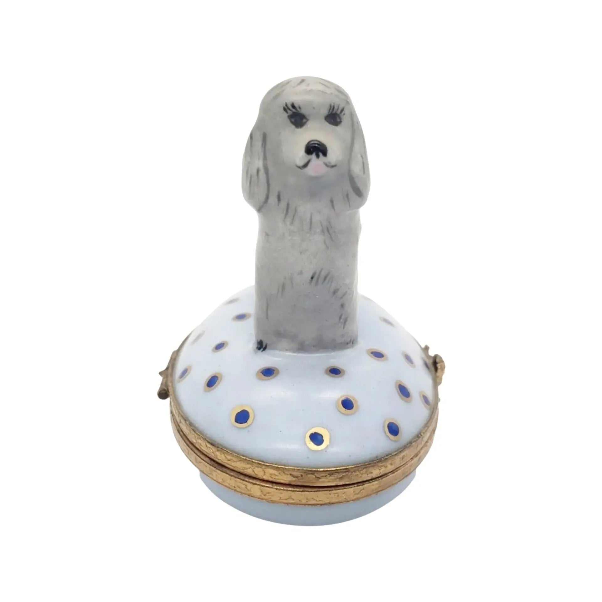 Poodle: Gray Porcelain Limoges dog dogs French Trinket Box