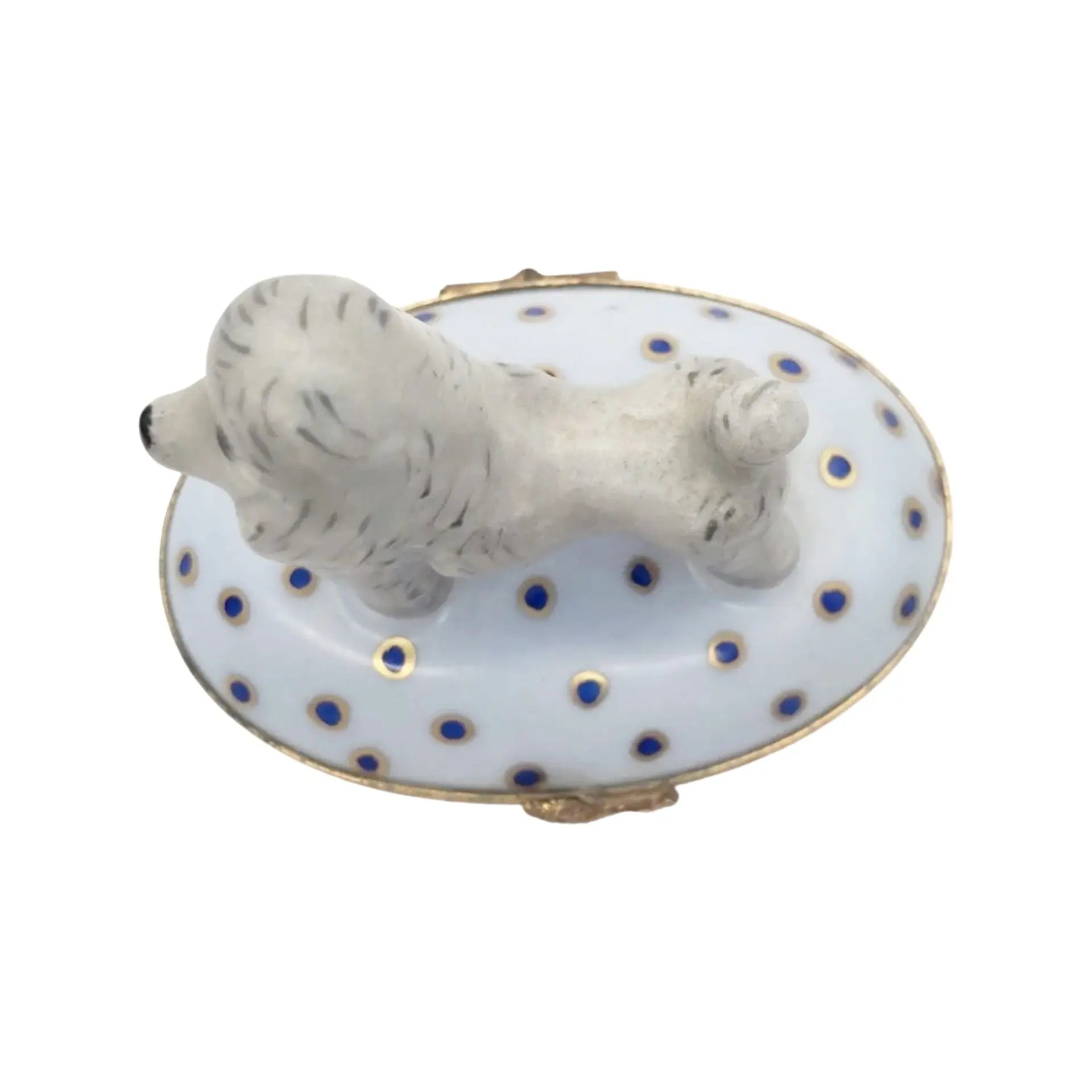 Poodle: Gray Porcelain Limoges dog dogs French Trinket Box