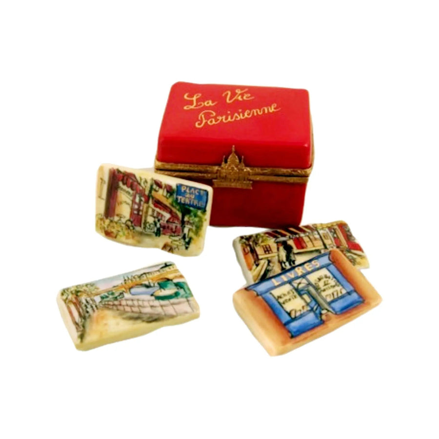 Post Cards Of Parisian Life Porcelain Limoges paris france French Trinket Box
