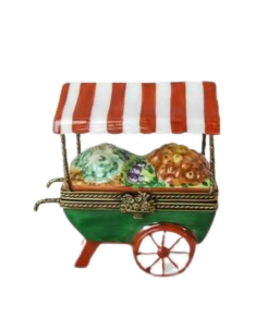 Produce Cart Porcelain Limoges fruit professional French Trinket Box