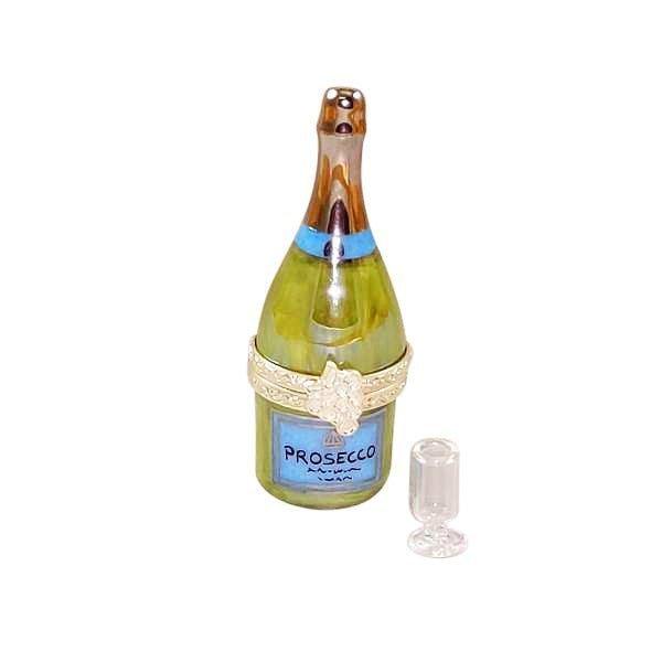 Prosecco Bottle with Flute Porcelain Limoges wine spirits French Trinket Box