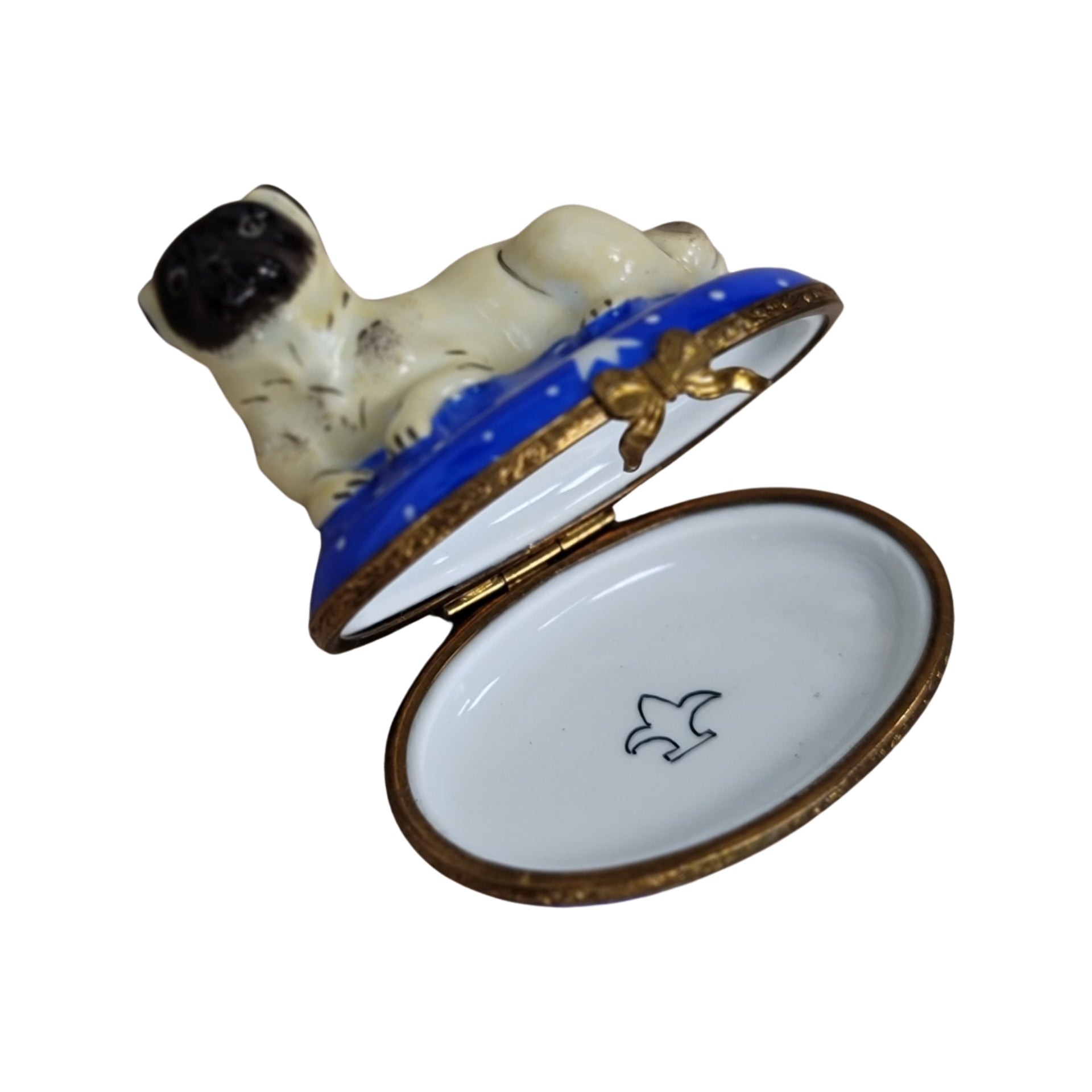 Pug Dog Limoges Box Delight Porcelain Limoges dog beach limoges box French Trinket Box