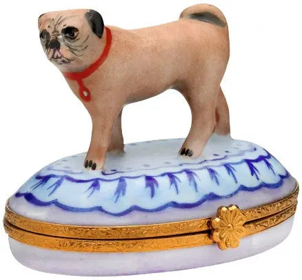 Pug: Standing Up Artoria Porcelain Limoges dog pug French Trinket Box