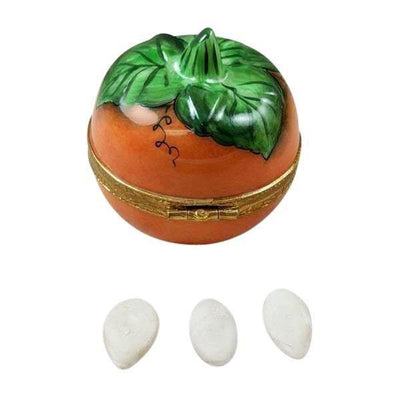 Pumpkin with Seeds Porcelain Limoges Thanksgiving Autumn French Trinket Box
