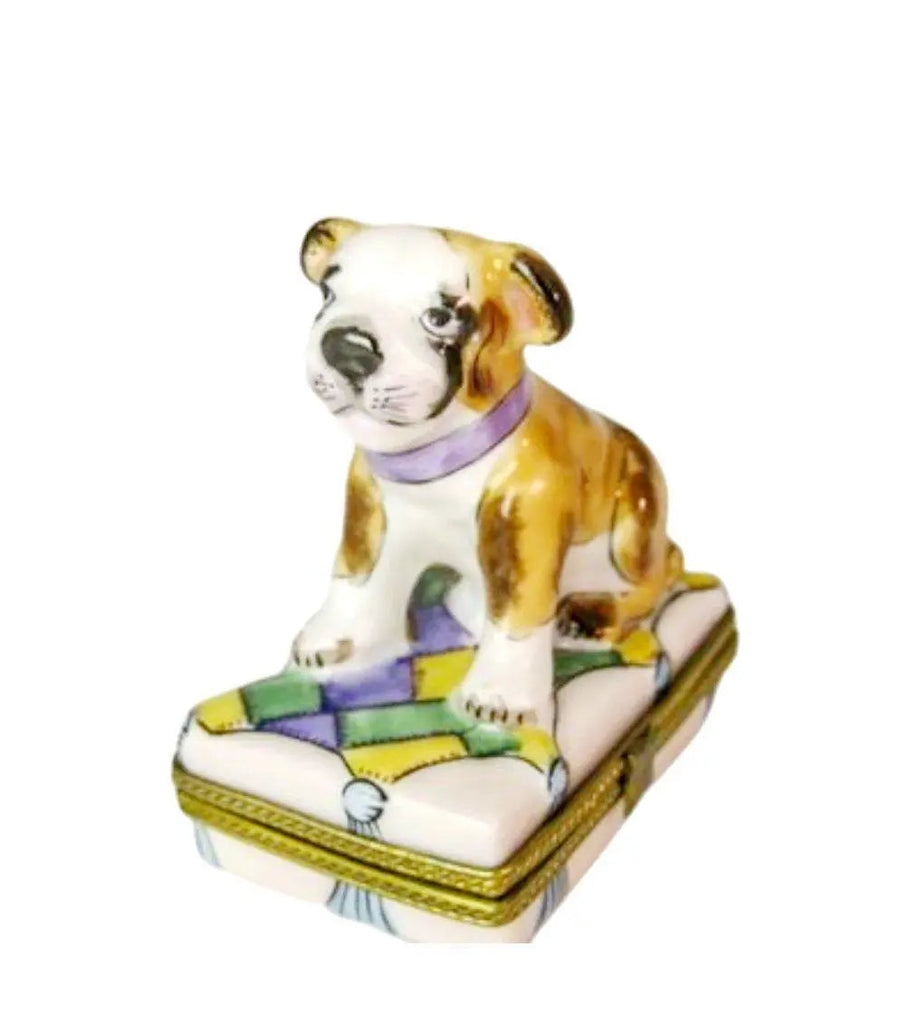 Puppy Dog Porcelain Limoges dog limoges boxes French Trinket Box