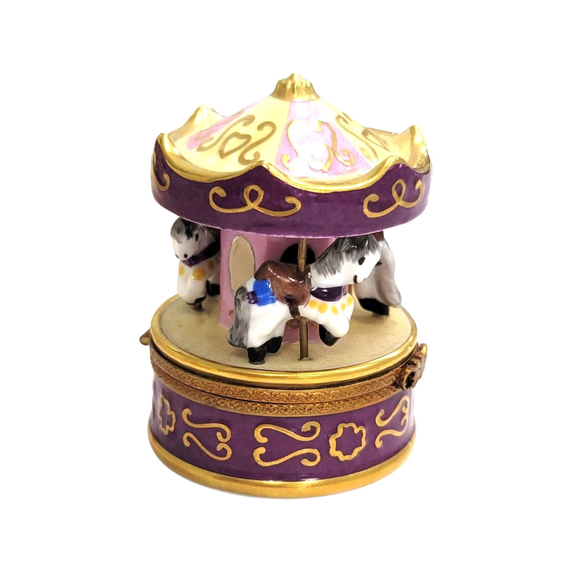 Purple Carousel Limoges Box Porcelain Limoges Carnival French Trinket Box