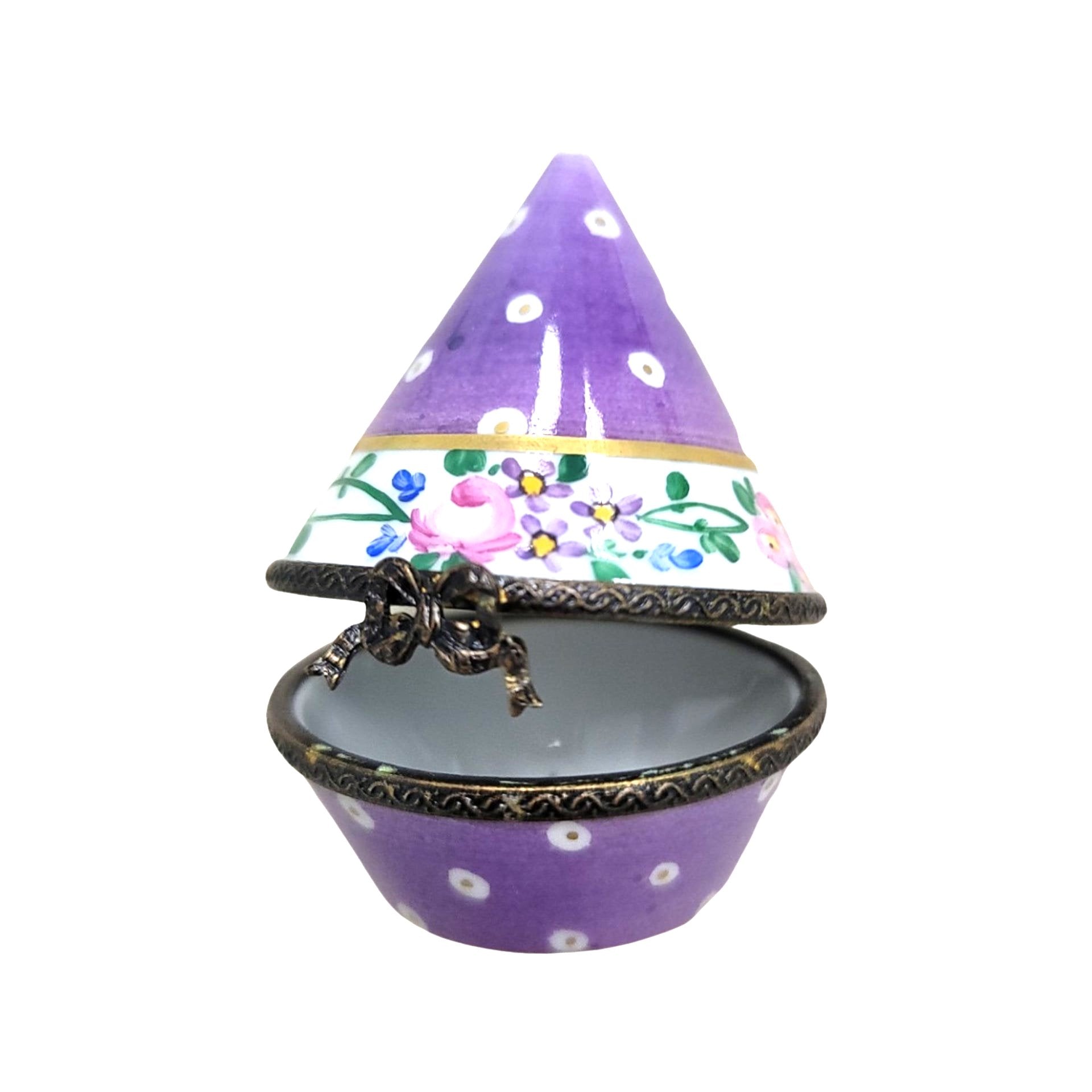 Purple Cone Tent Porcelain Box Porcelain Limoges LIMOGES BOXES traditional French Trinket Box