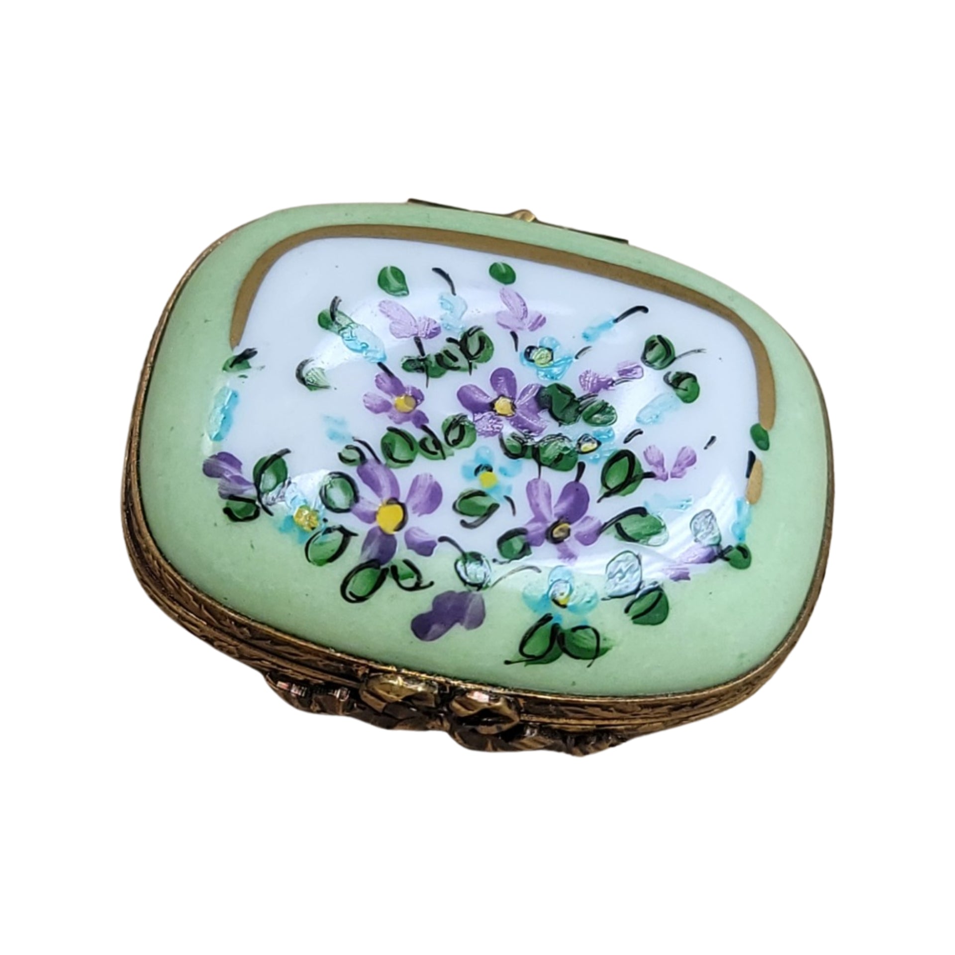 Purple Floral Limoges Pill Box Porcelain Limoges LIMOGES BOXES traditional Flowers French Trinket Box
