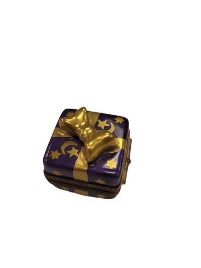 Purple Moon Gift Box Porcelain Limoges xmas French Trinket Box