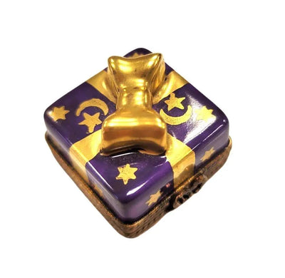 Purple Moon Gift Box Porcelain Limoges xmas French Trinket Box
