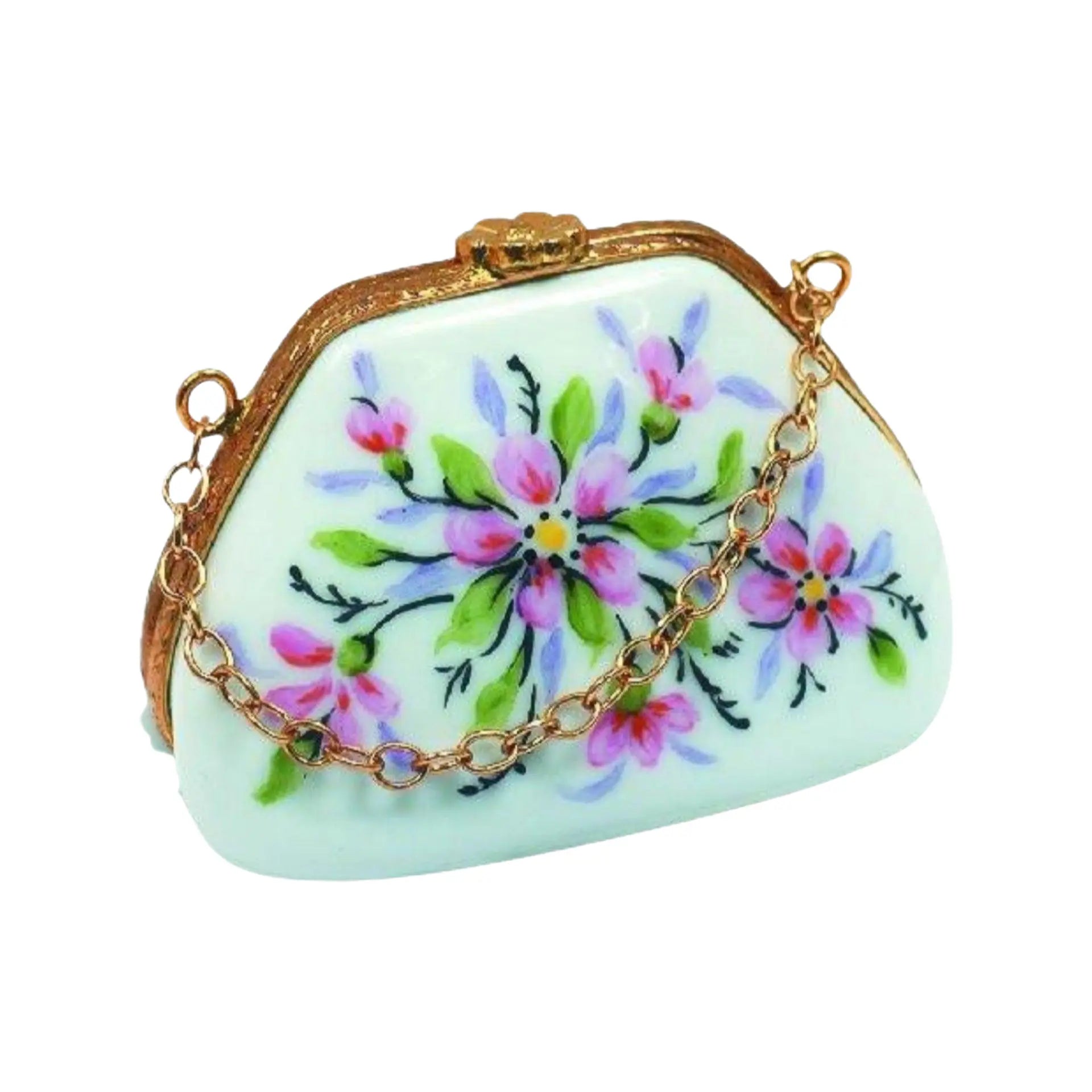 Purse w Chain Porcelain Limoges purses bags French Trinket Box