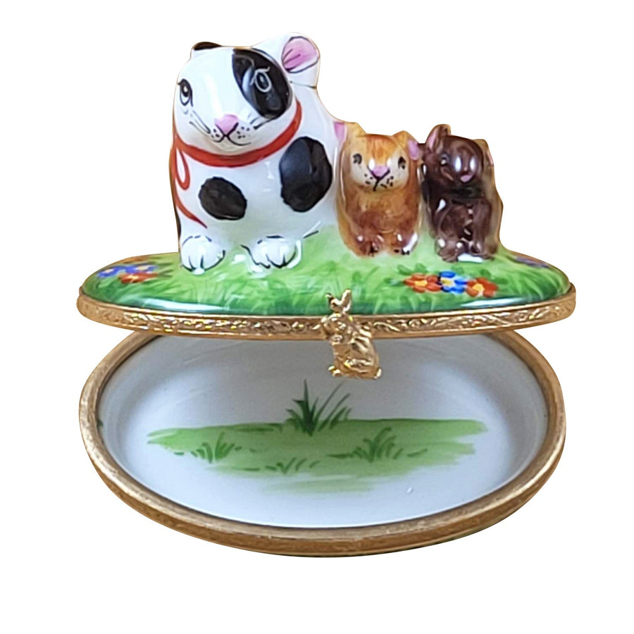 Bunny Rabbit Family on spring flowers Rochard Limoges